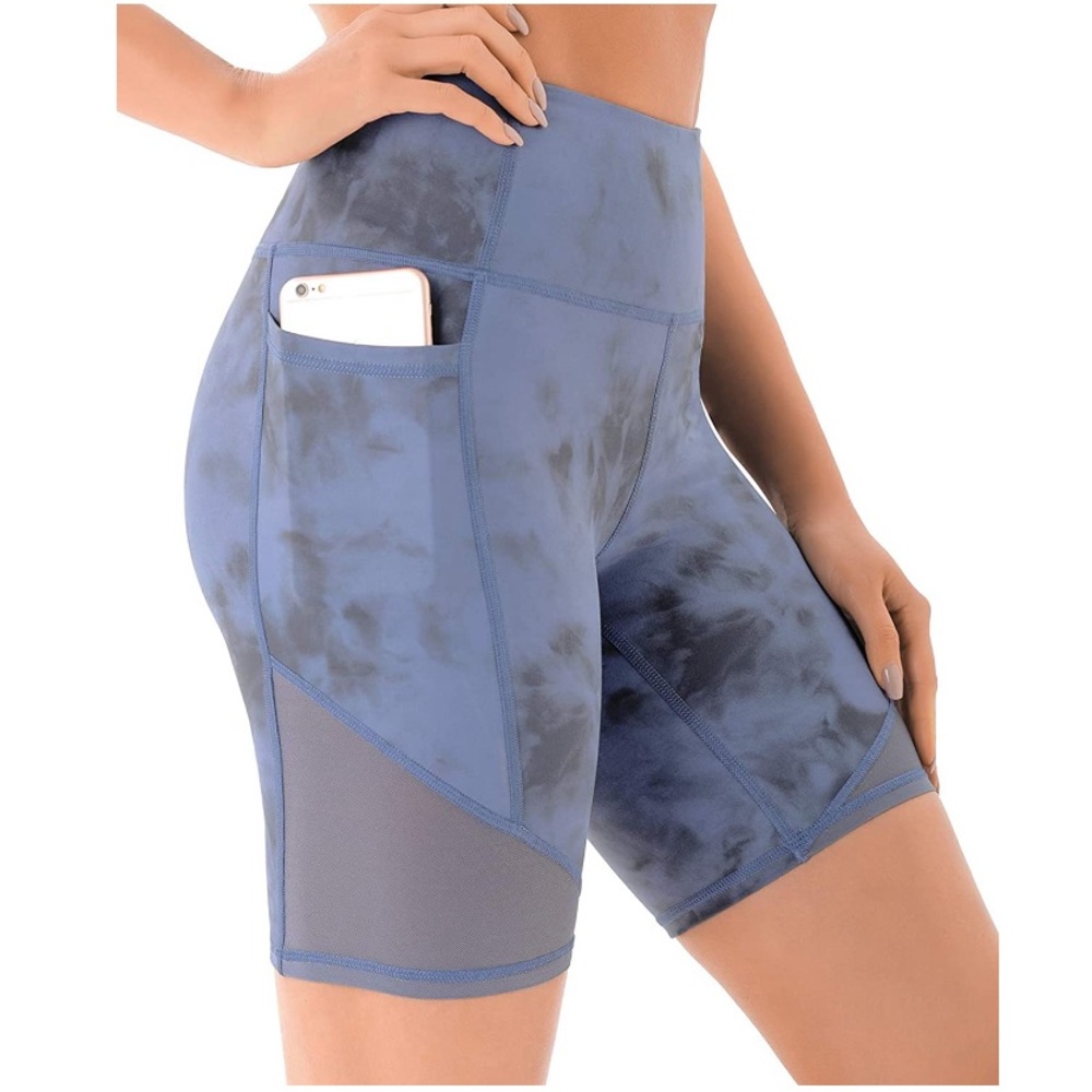 NWT marble slate blue pocket bike shorts - Picture 3 of 7